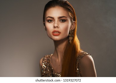 Beautiful Elegant Woman With A Patronymic Dress With Makeup On Her Face