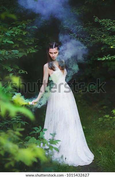 Beautiful Elf Girl White Dress Forest Stock Image Download Now