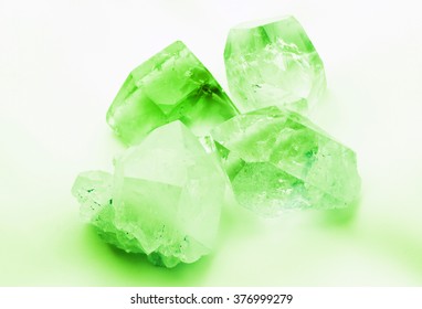 Beautiful Emerald green colored semiprecious quartz rock crystals
