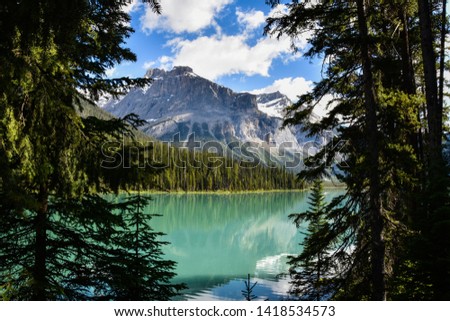 Similar – Image, Stock Photo Bow Lake Panorama at the Icefield Parkway in Banff National Park