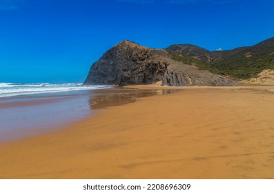 Beautiful Empty Beach In Algarve West Coast, Portugal