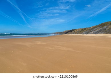 Beautiful Empty Beach In Algarve West Coast, Portugal