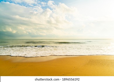 beautiful and empty beach sea at sunrise or sunset time