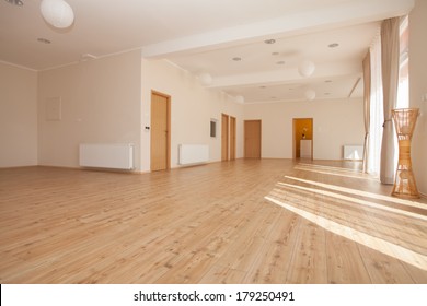 Beautiful, Empty Naturally Lit Yoga Studio. 