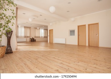 Beautiful, Empty Naturally Lit Yoga Studio. 