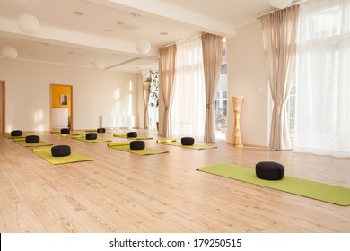 Beautiful, Empty Naturally Lit Yoga Studio. 