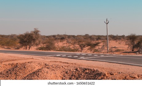 Beautiful Empty Road To Jaisalmer,Rajasthan,India, The Golden City