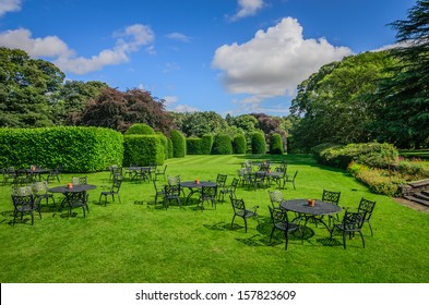 A Beautiful English Garden Set Up For A  Tea Party