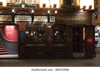 Beautiful English Pub The Chandos In London St Martins Lane LONDON, ENGLAND - FEBRUARY 22, 2016