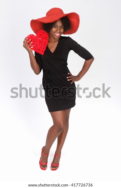 black dress red hat