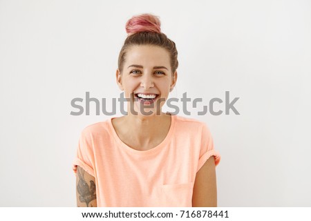 Similar – Image, Stock Photo Hipster girl with blue hair!