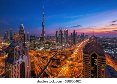 Dubai Skyline Night Aerial Top View Stock Photo 1249118341 | Shutterstock