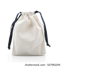 beautiful fabric bag on white background