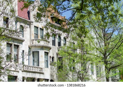 Beautiful Facades Of Old Buildings In The Old District Of Washington DC. Logan Circle. Dupont Circle