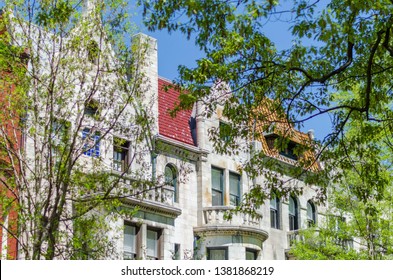 Beautiful Facades Of Old Buildings In Old District Of Washington DC. Logan Circle Dupont Circle