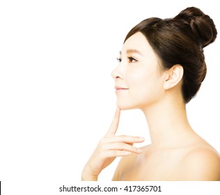 Beautiful Face Of Young  Woman With Clean Fresh Skin