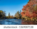 Beautiful fall colors on the Clyde River in Nova Scotia, Canada.