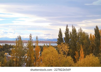 Beautiful Fall Foliage of El calafate Town on Lago Argentino Lakeshore, Patagonia, Argentina, South America - Shutterstock ID 2278226569
