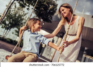 Pushing Kids On Swing Images Stock Photos Vectors Shutterstock