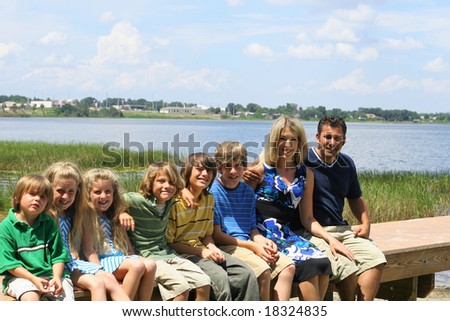 beautiful family on the dock
