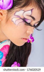Beautiful fantasy eye face-art close-up portrait of a beautiful asian woman - Shutterstock ID 176020529