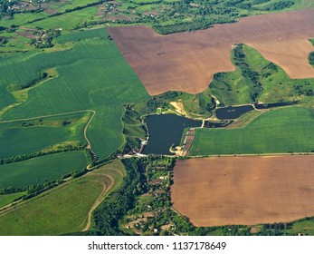 Beautiful farming land around the lake. Far from city chaos - Shutterstock ID 1137178649
