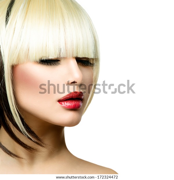 Beautiful Fashion Woman Hairstyle Short Hair Stock Photo