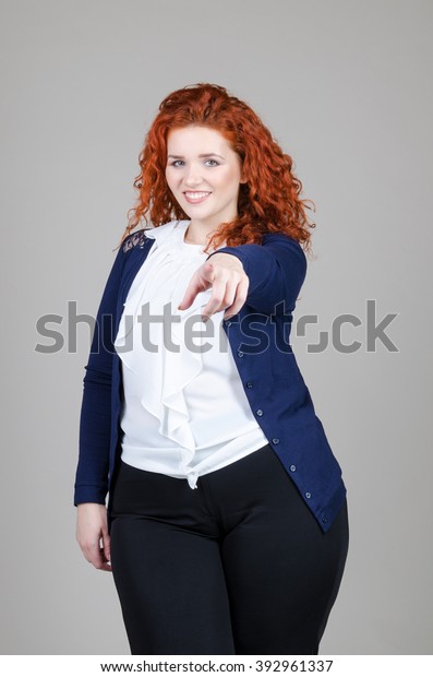 Beautiful Fat Girl Red Hair Business Stock Photo Edit Now 392961337