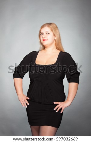 https://image.shutterstock.com/image-photo/beautiful-fat-woman-short-black-450w-597032669.jpg