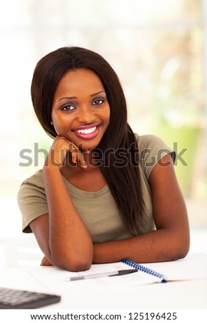 beautiful female african american college student portrait