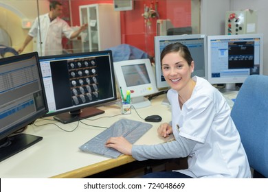 Beautiful Female Doctor Reception In Front Of Hospital