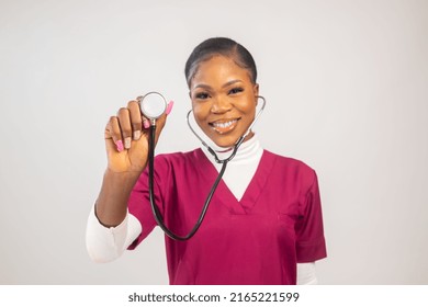 Beautiful Female Doctor With Stethoscope, Smiling, Portrait