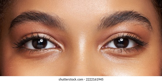 Beautiful female eyes with long eyelashes. Eyelash Extensions. Makeup, Cosmetics, Beauty. Close up, Macro - Shutterstock ID 2222161945