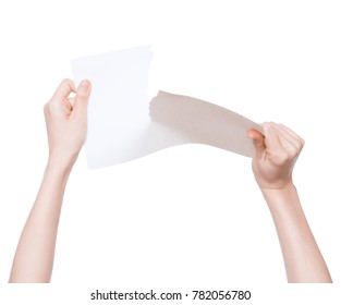 Beautiful Female Hand Tearing Paper