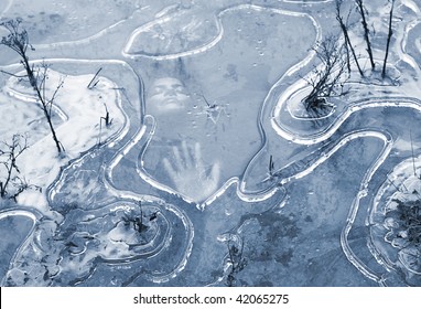 Beautiful Female in Lake trapped under the ice