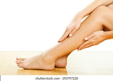 Beautiful female legs, smooth skin after waxing - Shutterstock ID 293797220
