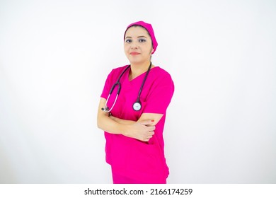 Beautiful Female Medical Assistant Wearing Uniform Stock Photo 