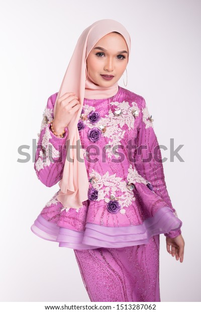 Beautiful Female Model Wearing Light Purple Beauty Fashion Stock