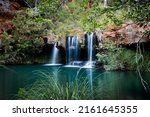 Beautiful fern pool and waterfall at Dales Gorge, in Karijini National Park, Western Australia