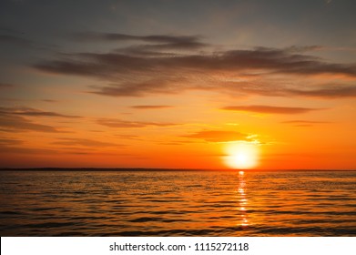 Beautiful fiery sunset sky on the beach. Composition of nature - Powered by Shutterstock