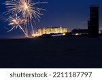 A beautiful fireworks in the evening at the Rehoboth Beach, Delaware, United States