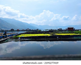 beautiful fishpond in the midle of lake Ranau in West lampung Indonesia