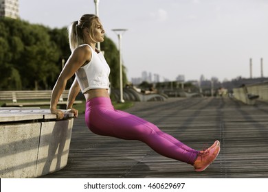 Beautiful Fitness Model Working Out By The River