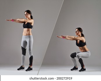 beautiful fitness woman working out, studio shot
