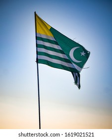 The Beautiful Flag Of Kashmir At The Top Of 10000 Ft Above Sea Level.