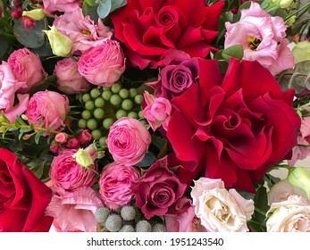 Beautiful Floral Arrangement Red Pink Roses Stock Photo 1951243540 ...