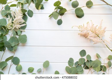 Beautiful Floral Border Eucalyptus Leaves On Stock Photo 475088032 ...