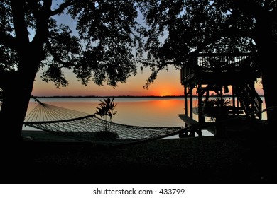 Beautiful Florida sunset overlooking Newfound Harbor