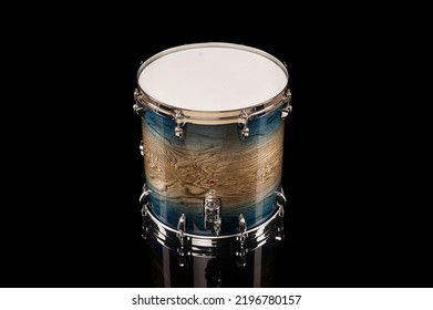 Beautiful Flour Tom Drum On A Black Background With Reflection, For Advertising And Inscription