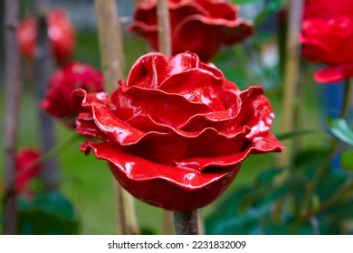Beautiful flower replica made of ceramic, (rose replica). - Shutterstock ID 2231832009